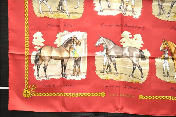 Authentic HERMES Carre 90 Scarf "LES ROBE" Silk Red 7589E