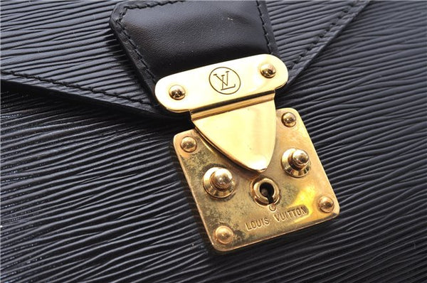 Auth Louis Vuitton Epi Porte Documents Senateur Briefcase M54452 Black LV 7593D