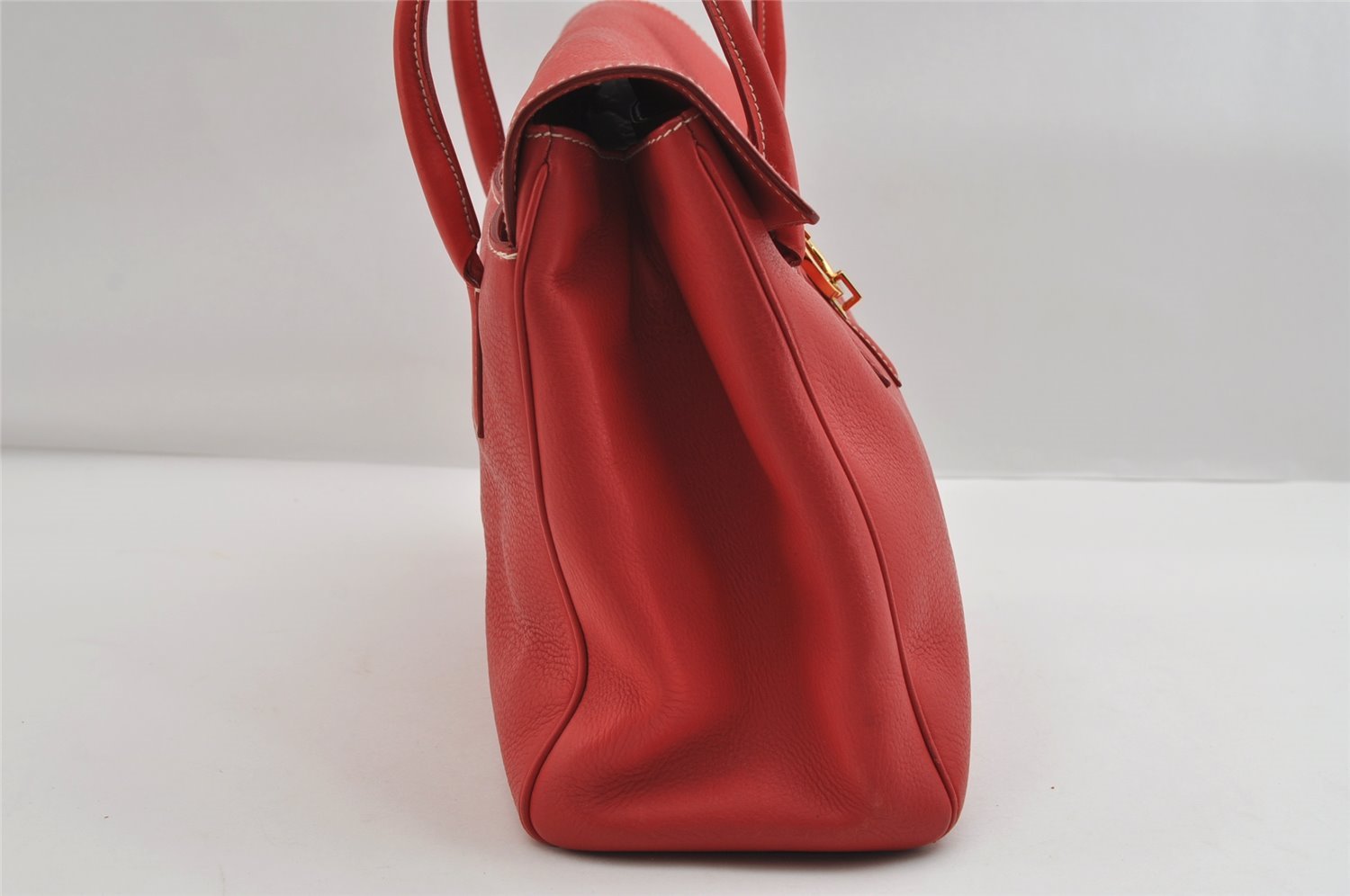 Authentic Salvatore Ferragamo Gancini Leather Shoulder Hand Bag Red 7594I