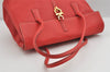 Authentic Salvatore Ferragamo Gancini Leather Shoulder Hand Bag Red 7594I