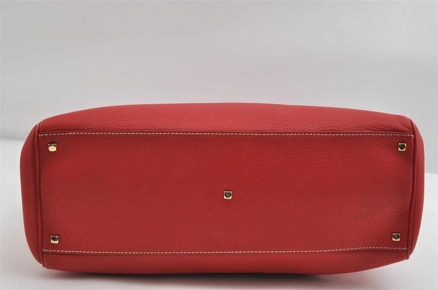 Authentic Salvatore Ferragamo Gancini Leather Shoulder Hand Bag Red 7594I