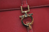 Authentic Salvatore Ferragamo Gancini Leather Shoulder Hand Bag Red 7594I