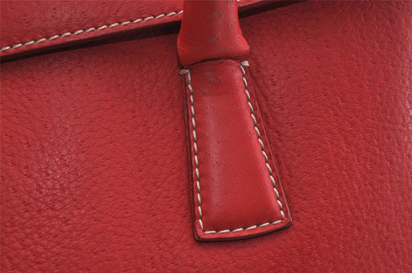 Authentic Salvatore Ferragamo Gancini Leather Shoulder Hand Bag Red 7594I