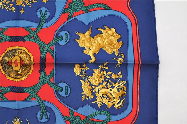 Authentic HERMES Petit Carre 40 Scarf Handkerchief "TSUBAS" Silk Blue 7597F