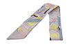 Auth HERMES Twilly Scarf "Perspective Cavaliere" Silk Beige Multicolor 7598C
