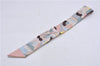 Auth HERMES Twilly Scarf "Perspective Cavaliere" Silk Beige Multicolor 7598C