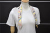 Auth HERMES Twilly Scarf "Perspective Cavaliere" Silk Beige Multicolor 7598C