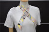 Auth HERMES Twilly Scarf "Perspective Cavaliere" Silk Beige Multicolor 7598C