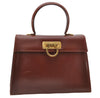 Authentic Ferragamo Gancini Vintage Leather Hand Bag Purse Brown 7600D