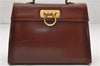 Authentic Ferragamo Gancini Vintage Leather Hand Bag Purse Brown 7600D