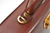 Authentic Ferragamo Gancini Vintage Leather Hand Bag Purse Brown 7600D