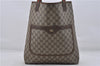 Authentic GUCCI Web Sherry Line Shoulder Tote Bag GG PVC Leather Brown 7601D