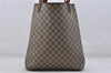 Authentic GUCCI Web Sherry Line Shoulder Tote Bag GG PVC Leather Brown 7601D