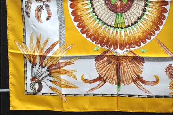 Authentic HERMES Carre 90 Scarf "BRAZIL" Silk Yellow 7603E