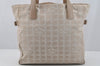 Authentic CHANEL New Travel Line Shoulder Tote Bag Nylon Leather Beige 7604I