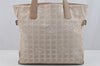 Authentic CHANEL New Travel Line Shoulder Tote Bag Nylon Leather Beige 7604I