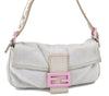 Authentic FENDI Mamma Baguette Shoulder Hand Bag Purse Jersey Light Gray 7606B