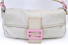 Authentic FENDI Mamma Baguette Shoulder Hand Bag Purse Jersey Light Gray 7606B