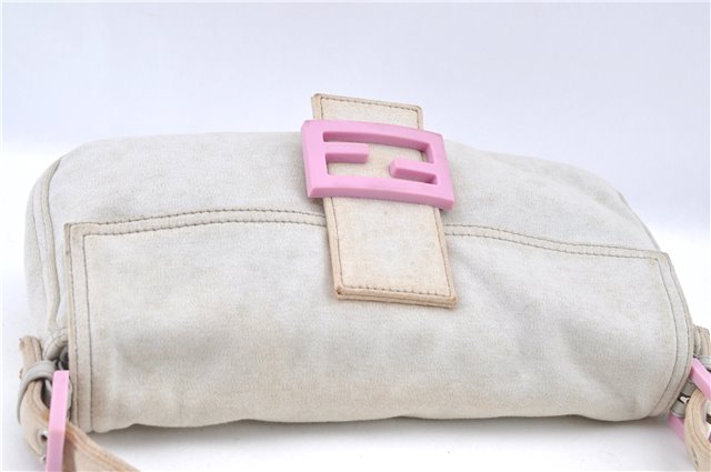 Authentic FENDI Mamma Baguette Shoulder Hand Bag Purse Jersey Light Gray 7606B