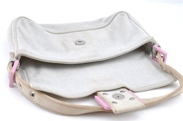 Authentic FENDI Mamma Baguette Shoulder Hand Bag Purse Jersey Light Gray 7606B
