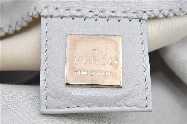Authentic FENDI Mamma Baguette Shoulder Hand Bag Purse Jersey Light Gray 7606B