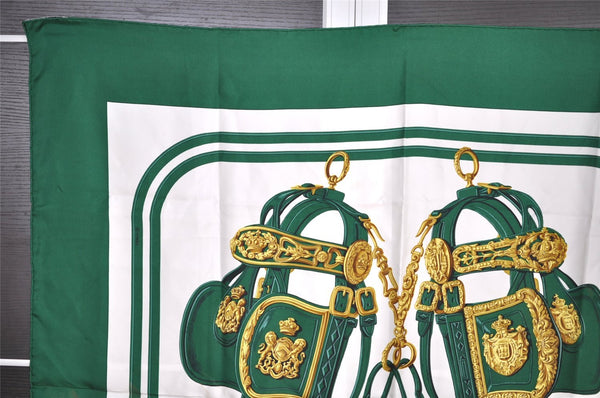 Authentic HERMES Carre 90 Scarf "BRIDES de GALA par" Silk Green 7608I