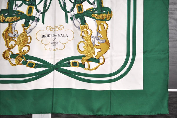 Authentic HERMES Carre 90 Scarf "BRIDES de GALA par" Silk Green 7608I