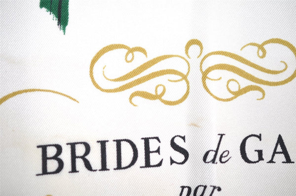 Authentic HERMES Carre 90 Scarf "BRIDES de GALA par" Silk Green 7608I