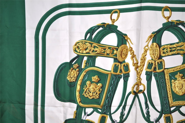 Authentic HERMES Carre 90 Scarf "BRIDES de GALA par" Silk Green 7608I