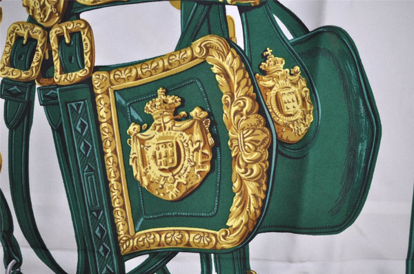 Authentic HERMES Carre 90 Scarf "BRIDES de GALA par" Silk Green 7608I