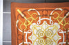 Authentic HERMES Carre 90 Scarf "Eperon d'or" Silk Brown 7609C