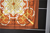 Authentic HERMES Carre 90 Scarf "Eperon d'or" Silk Brown 7609C