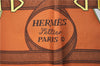 Authentic HERMES Carre 90 Scarf "Eperon d'or" Silk Brown 7609C