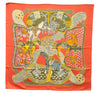 Authentic HERMES Carre 90 Scarf "ART De STEPPES" Silk Red 7615D