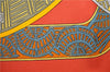 Authentic HERMES Carre 90 Scarf "ART De STEPPES" Silk Red 7615D