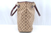 Authentic GUCCI Eclipse Shoulder Tote Bag GG Canvas Leather 120836 Brown 7615I