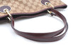Authentic GUCCI Eclipse Shoulder Tote Bag GG Canvas Leather 120836 Brown 7615I