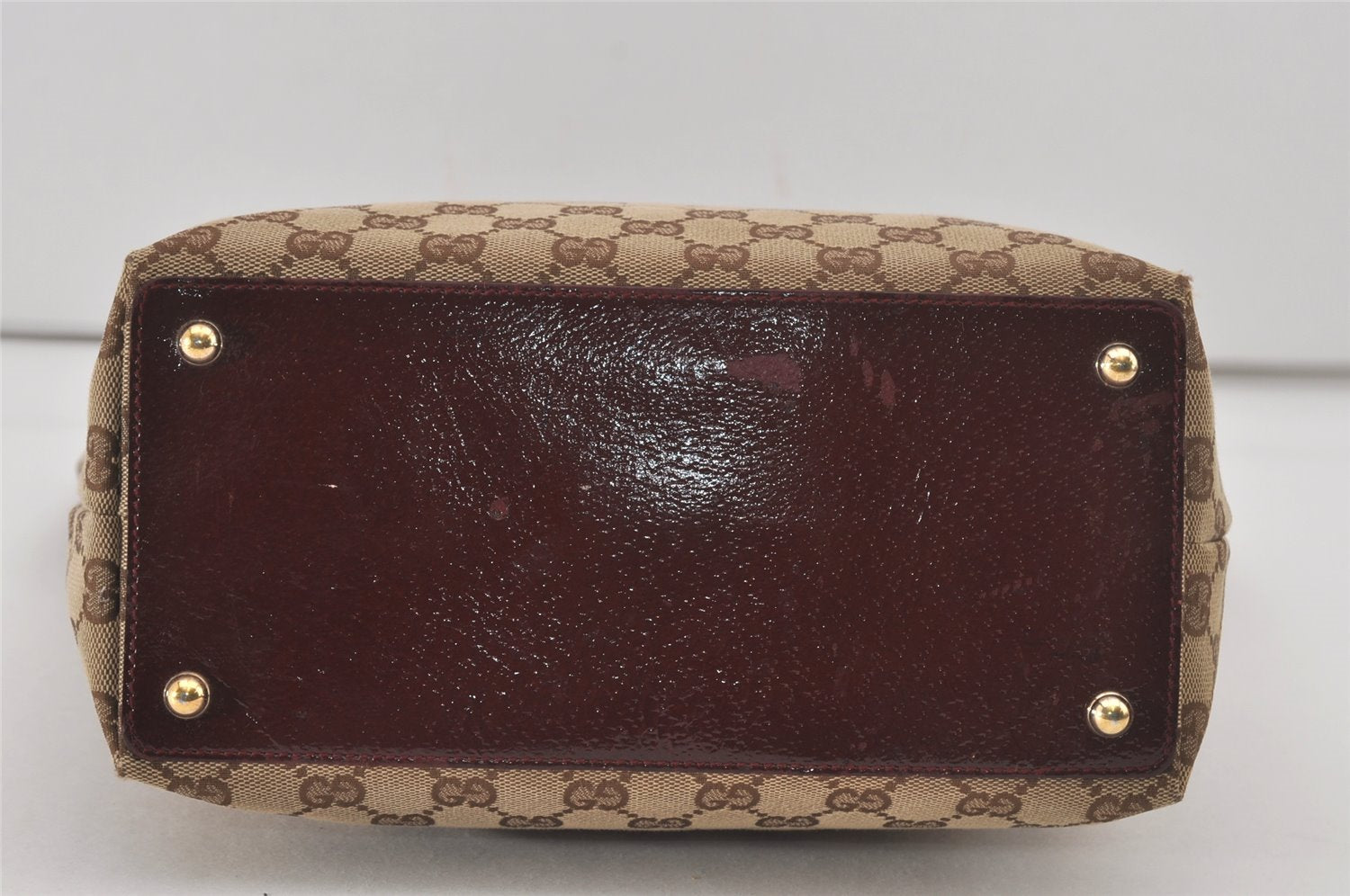 Authentic GUCCI Eclipse Shoulder Tote Bag GG Canvas Leather 120836 Brown 7615I