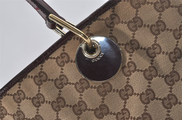 Authentic GUCCI Eclipse Shoulder Tote Bag GG Canvas Leather 120836 Brown 7615I