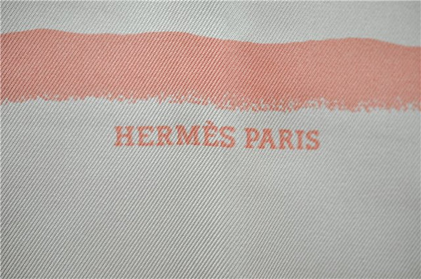 Authentic HERMES Carre 90 Scarf Border motif Silk Pink 7616D