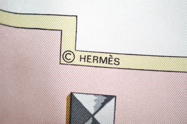 Authentic HERMES Carre 90 Scarf "LES CLES" Silk Pink 7616I