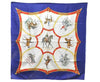 Authentic HERMES Carre 90 Scarf "ECOLE FRANCAISE DEQUITATION" Silk Blue 7619D