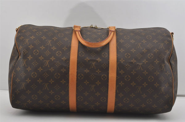 Authentic Louis Vuitton Monogram Keepall Bandouliere 55 M41414 Boston Bag 7622I