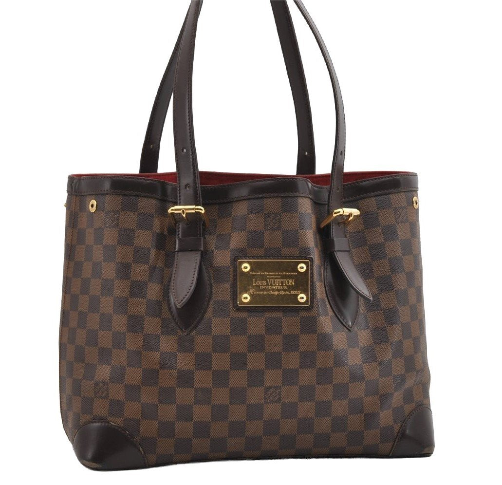 Authentic Louis Vuitton Damier Hampstead MM Shoulder Tote Bag N51204 LV 7627I