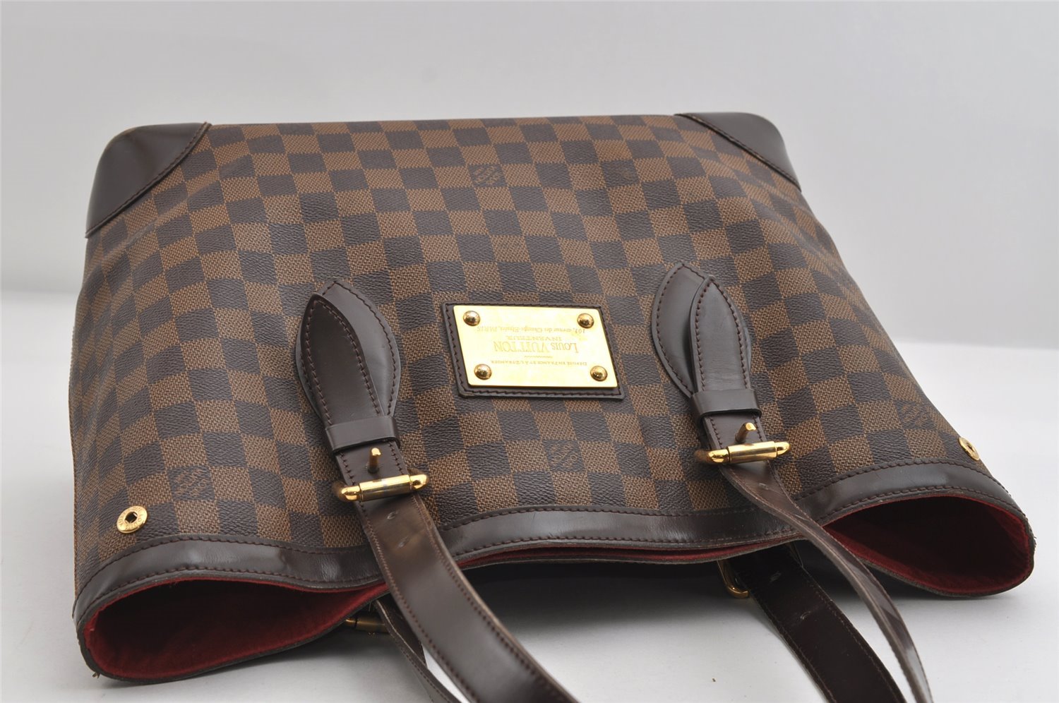 Authentic Louis Vuitton Damier Hampstead MM Shoulder Tote Bag N51204 LV 7627I