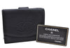 Authentic CHANEL Caviar Skin CoCo Mark Bifold Wallet Purse Black 7628D