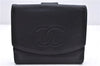 Authentic CHANEL Caviar Skin CoCo Mark Bifold Wallet Purse Black 7628D