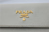 Authentic PRADA Saffiano Metal Leather Bifold Wallet Purse 1M0523 Ivory 7629D