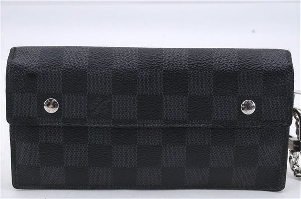 Auth Louis Vuitton Damier Graphite Portefeuille Accordeon Wallet N60023 LV 7630D