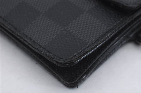 Auth Louis Vuitton Damier Graphite Portefeuille Accordeon Wallet N60023 LV 7630D